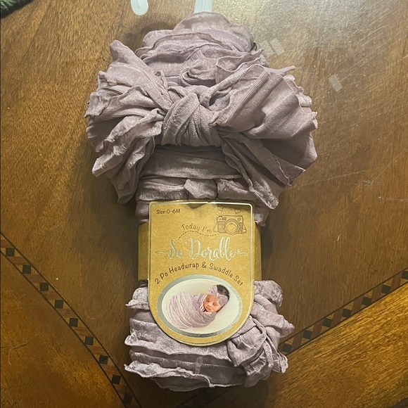 Lavender Headwrap and Swaddle Set - Picture 1 of 2